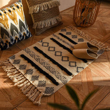 Load image into Gallery viewer, Nordic style cotton tassel woven floor mats Bedroom bedside mats Simple modern carpets