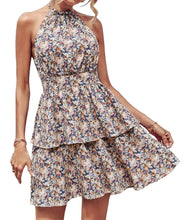 Load image into Gallery viewer, Härneck backless print sleeveless dress