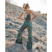 Load image into Gallery viewer, Small floral sexy suspender jumpsuit home flared pants jumpsuit