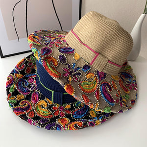 Shade hat beach women's summer ethnic style sunscreen straw hat
