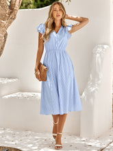 Load image into Gallery viewer, Casual women&#39;s solid color V-neck waist fresh style dress women