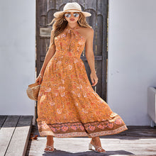 Load image into Gallery viewer, Bohemian print casual halterneck maxi dress