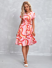 Load image into Gallery viewer, Summer print short sleeve dress