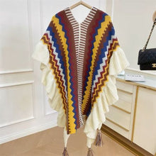 Load image into Gallery viewer, Ethnic style shawl women&#39;s wooden ears fashionably wear knitted cloak