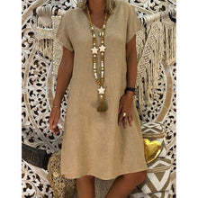 Load image into Gallery viewer, Short Sleeve Medium Skirt V-neck Dress