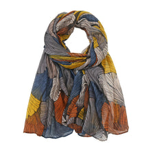 Load image into Gallery viewer, Printed Bali scarf women&#39;s ginkgo biloba cotton linen hand feel silk scarf large shawl