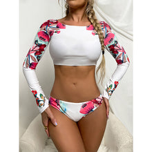 Load image into Gallery viewer, Bikini long sleeve sunscreen swimsuit print bikini