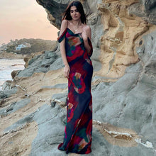 Load image into Gallery viewer, Fashion printed suspenders sleeveless high waist one shoulder temperament dress for women