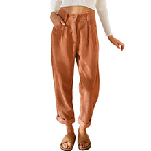 Load image into Gallery viewer, New women&#39;s high waist casual pants solid color loose straight corduroy pants