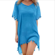 Load image into Gallery viewer, Crewneck chiffon fringed dress loose fit beach blouse