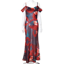 Load image into Gallery viewer, Fashion printed suspenders sleeveless high waist one shoulder temperament dress for women