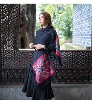 Load image into Gallery viewer, New Cotton and Linen Embroidered Cheongsam Scarf, Shawl, Dual-use, Vintage Style Scarf
