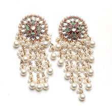 Load image into Gallery viewer, Fashion retro exotic ethnic style exaggerated earrings palace style diamond pearl tassel earrings