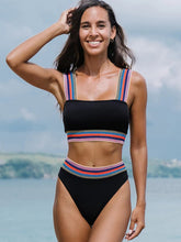 Load image into Gallery viewer, Swimsuit split solid color bikini two-piece set of high-waisted color elastic