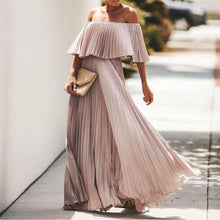 Load image into Gallery viewer, Women&#39;s long skirt sexy off-the-shoulder pleated chiffon evening dress