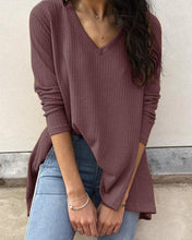 Load image into Gallery viewer, Women&#39;s casual loose V-neck bottoming shirt long-sleeved T-shirt