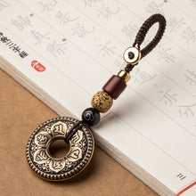 Load image into Gallery viewer, Six-character mantra pendant brass car keychain small pendant