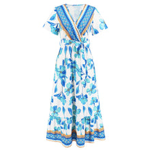 Load image into Gallery viewer, Vintage exotic print maxi dress bohemian seaside resort beach dress plus-size