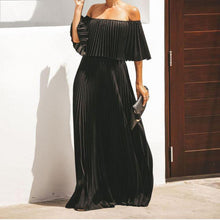 Load image into Gallery viewer, Women&#39;s long skirt sexy off-the-shoulder pleated chiffon evening dress