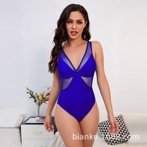 Feminine one-piece swimsuit, backless openwork swimwear, beachwear