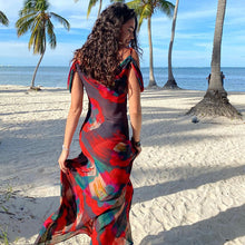 Load image into Gallery viewer, Fashion printed suspenders sleeveless high waist one shoulder temperament dress for women