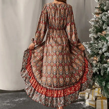 Load image into Gallery viewer, Fall New Long Sleeve Swing Boho Print Dress