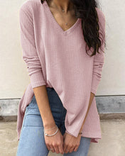 Load image into Gallery viewer, Women&#39;s casual loose V-neck bottoming shirt long-sleeved T-shirt