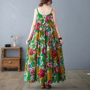 Summer new women's suspender skirt age-reducing cotton and linen large swing cake skirt
