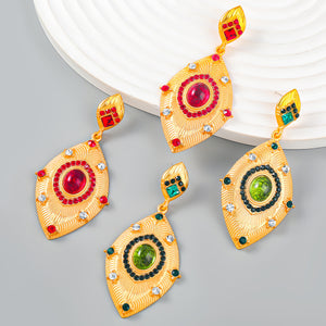 Stylish vintage multi-layered lancet alloy diamond-set eye earrings for women bohemian earrings