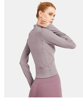 Load image into Gallery viewer, Fitness Yoga Wear Women&#39;s Stand-up Collar Zipper Slim Long Sleeve Outdoor Running Breathable Quick-drying Sports yoga top