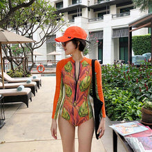 Load image into Gallery viewer, Diving suit female sunscreen jellyfish suit snorkeling surfing long-sleeved one-piece swimsuit
