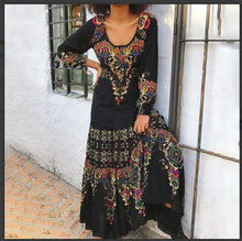Load image into Gallery viewer, Spring/Summer Printed Crew Neck Long Patchwork Long Sleeve Dress