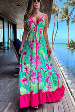 Load image into Gallery viewer, Summer women&#39;s fashion print V-neck slip dress