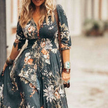 Load image into Gallery viewer, Womenswear statement print design V-neck sexy dress