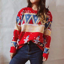 Load image into Gallery viewer, Casual Christmas sweater New Year theme round neck long sleeve pullover women