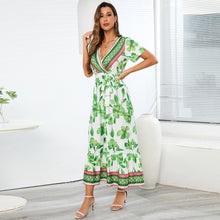 Load image into Gallery viewer, Vintage exotic print maxi dress bohemian seaside resort beach dress plus-size