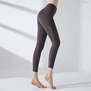 Yoga women's peach hip-lifting fitness pants running fast-drying high waist nine-point tights