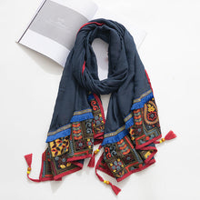 Load image into Gallery viewer, Ethnic style shawl scarf female cotton retro embroidered silk scarf spring and autumn versatile embroidered scarf