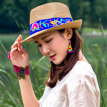 Load image into Gallery viewer, National style Embroidered Hat Straw Hat Sun-proof Visor Big Brim Summer Days Ladies National hat