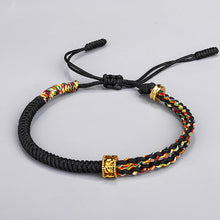 Load image into Gallery viewer, Tibetan style bracelet hand-woven diamond knot red rope bracelet six-character mantra copper pearl red bracelet