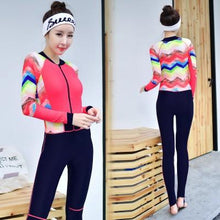 Load image into Gallery viewer, Quick-drying conjoined long-sleeved trousers sun protection full-body diving and surfing clothes women&#39;s sports swimsuits.