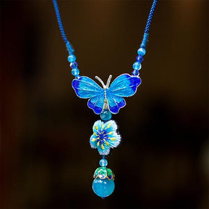 Traditional Miao Embroidery Sweater Necklace National Style Hundred Women Fashion Clothes Pendant Butterfly Necklace