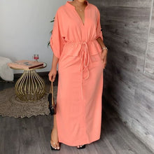 Load image into Gallery viewer, Women&#39;s casual fashion stand-up collar split length dress solid color dress