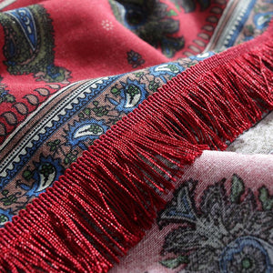 Bohemian cotton and linen printing table linen large pepper home coffee table red tassel rectangular tablecloth