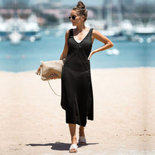 Load image into Gallery viewer, Solid color split camisole bikini beach blouse long beach skirt