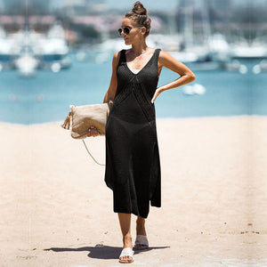 Solid color split camisole bikini beach blouse long beach skirt
