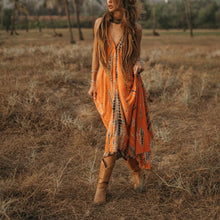 Load image into Gallery viewer, Summer sexy sleeveless halterneck lace-up open-back print dress