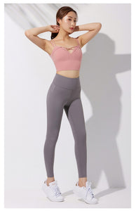 High waist yoga pants bodybuilding hip stretch fitness pants women's sports tight running quick-drying compression pants.
