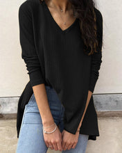 Load image into Gallery viewer, Women&#39;s casual loose V-neck bottoming shirt long-sleeved T-shirt