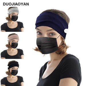 Sports Yoga Fitness Buns with Button Mask Anti-restraint Headband Solid Color Parent-child Couple Dress